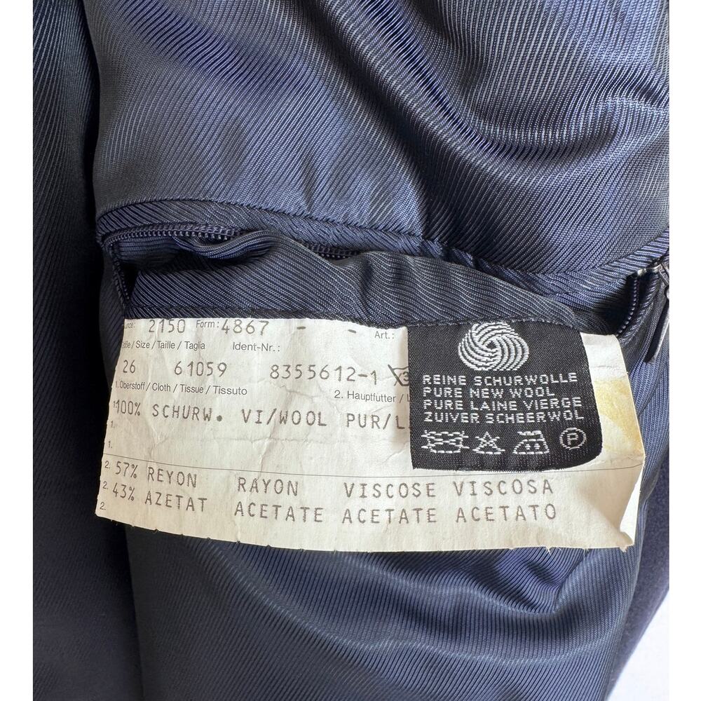 Vintage 90s Edward Pelger Navy Wool Double Breasted Overcoat XL - Picture 14 of 16